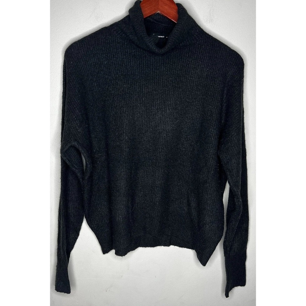 Olivaceous Turtleneck Sweater Womens S Black Ribbed Knit Relaxed Dark Academia